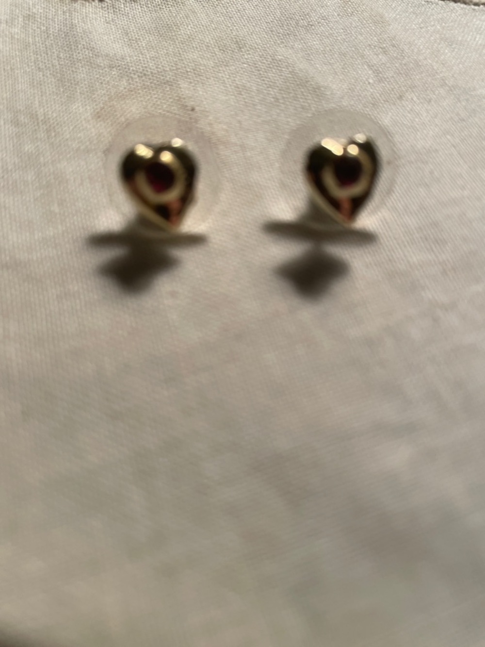 Sweet delicate heart earrings with red stones